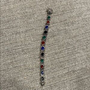 Sterling Silver XO Bracelet 4 Color Gemstone Ladies Handcrafted Jewelry